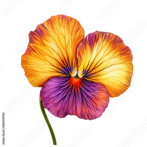 Pansy: A vibrant pansy flower on a stem. png, transparent background.