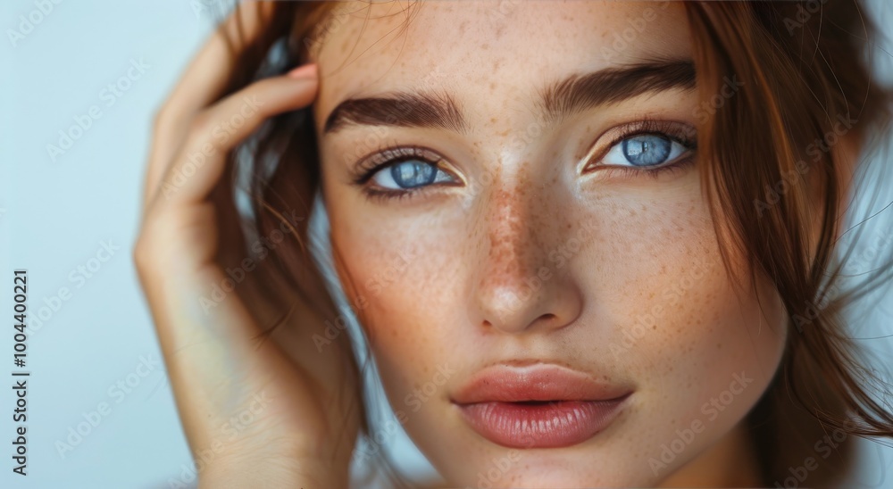 Close-Up Portrait of Woman With Freckles Close-Up Portrait of Woman With Freckles