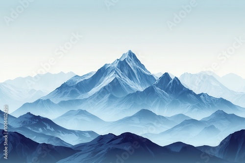 Wallpaper Mural A Misty Mountain Range in Shades of Blue Torontodigital.ca