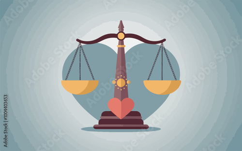 Justice scales with a heart