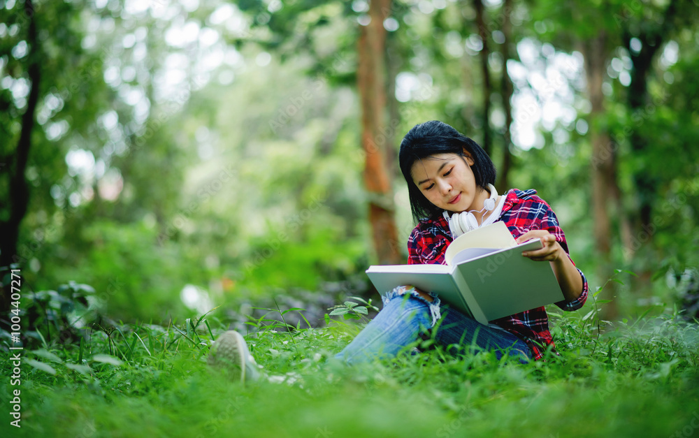 Reading books and smiling happily, brain food, learning and gaining knowledge from books in free time. Reading books and smiling happily, brain food, learning and gaining knowledge from books in free time.