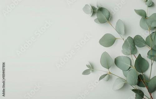 Eucalyptus Branch on White Background