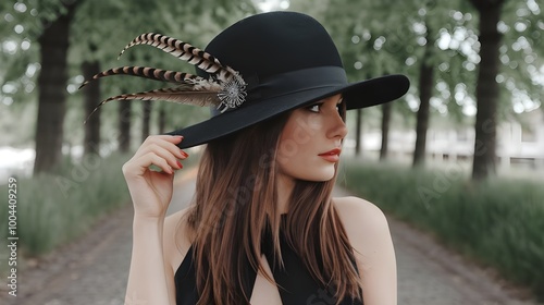 portrait of a fashion model woman in hat