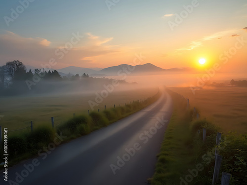 sunrise over the road