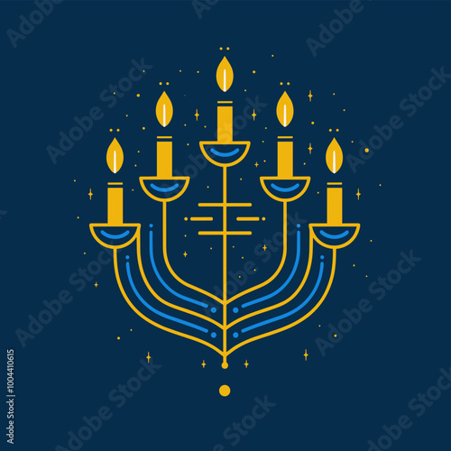 Hanukkah candelabrum flat icon. Vector illustration.