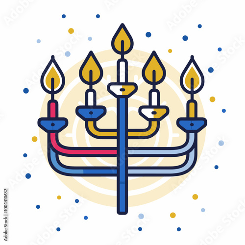 Hanukkah candelabrum flat icon. Vector illustration.