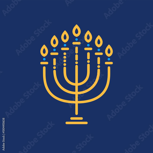 Hanukkah candelabrum flat icon. Vector illustration.