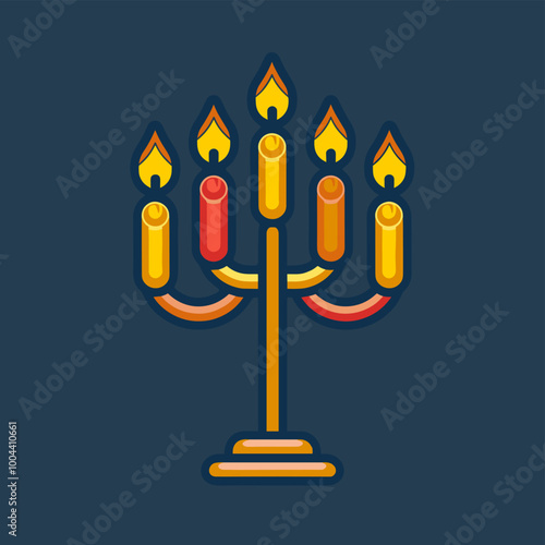 Hanukkah candelabrum flat icon. Vector illustration.