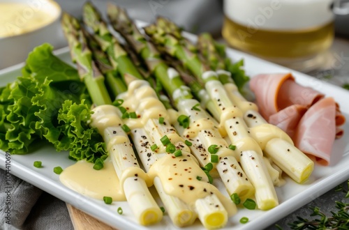 Asparagus With Hollandaise Sauce and Ham