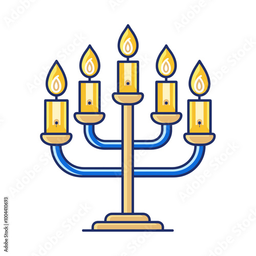 Hanukkah candelabrum flat icon. Vector illustration.