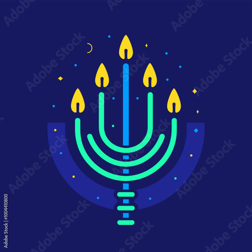 Hanukkah candelabrum flat icon. Vector illustration.