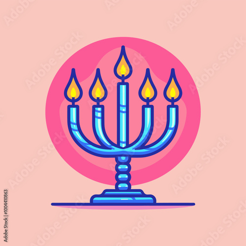 Hanukkah candelabrum flat icon. Vector illustration.