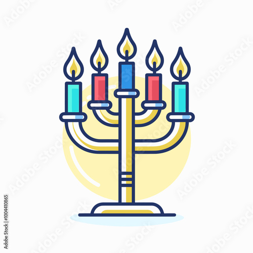 Hanukkah candelabrum flat icon. Vector illustration.