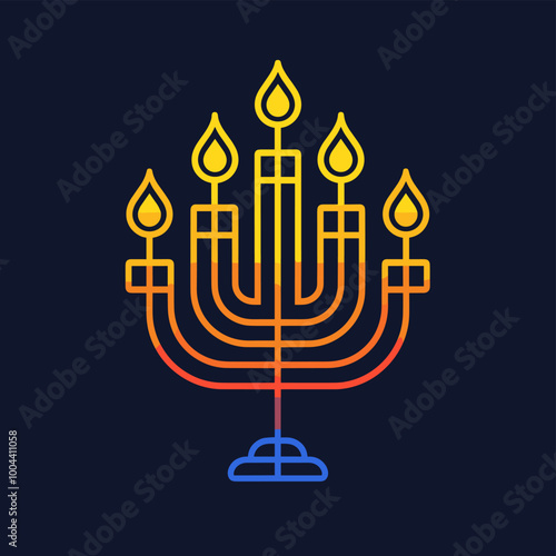 Jewish holiday Hanukkah. Candelabra. Vector illustration.