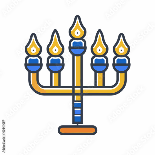 Jewish holiday Hanukkah. Candelabra. Vector illustration.