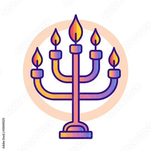 Jewish holiday Hanukkah. Candelabra. Vector illustration.