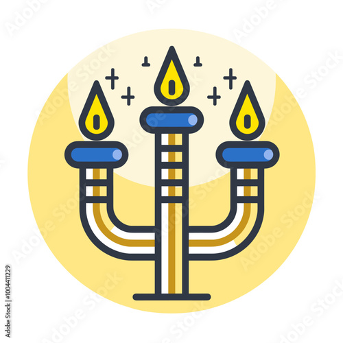 Jewish holiday Hanukkah. Candelabra. Vector illustration.