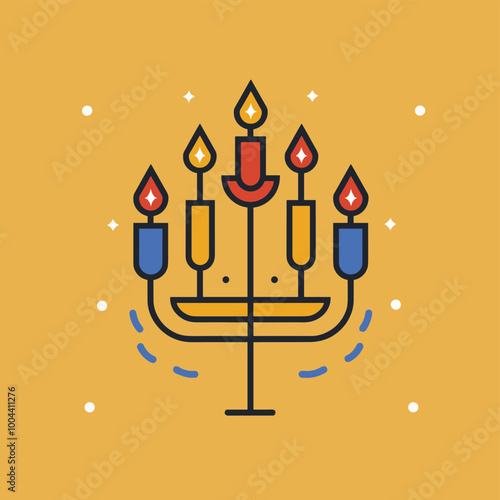 Jewish holiday Hanukkah. Candelabra. Vector illustration.