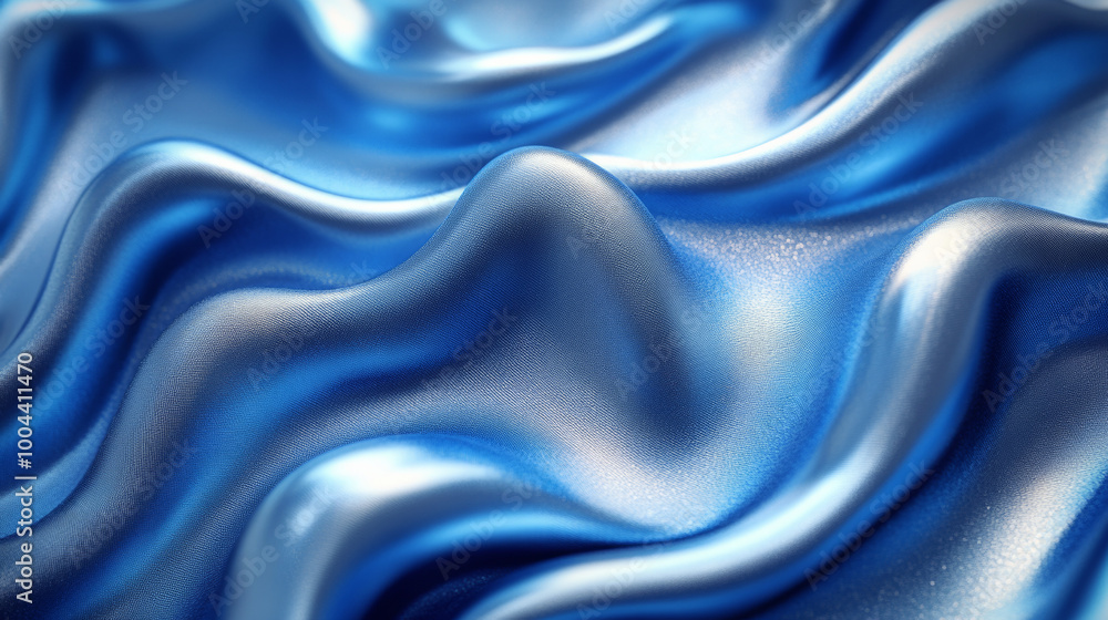 Fototapeta premium Soft, blue satin fabric with gentle waves.