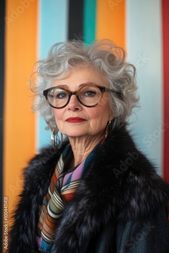 Woman in Fur Coat Wearing Glasses