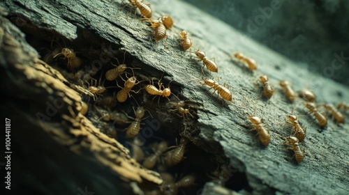 Termites are eating the wood of the house. They destroy houses, wooden parts and destroy wood products