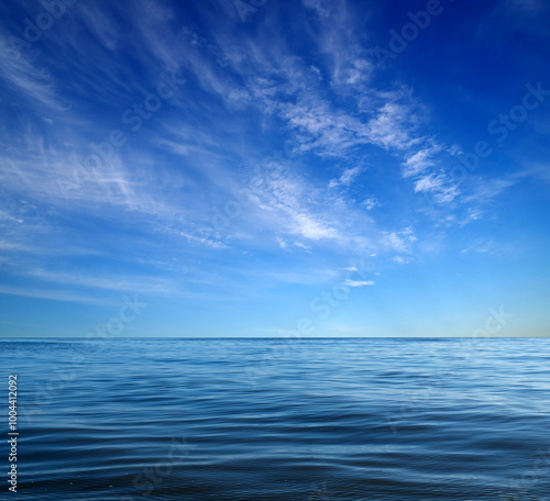 Blue sea water surface