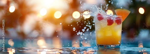Summer Cocktail Splashing in Pool