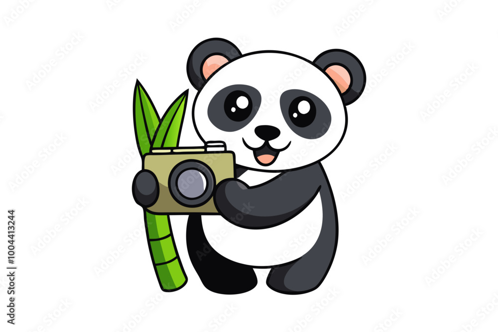 Panda Holding a Camera Taking Photos of Bamboo Clipart Vector Illustration Panda Holding a Camera Taking Photos of Bamboo Clipart Vector Illustration