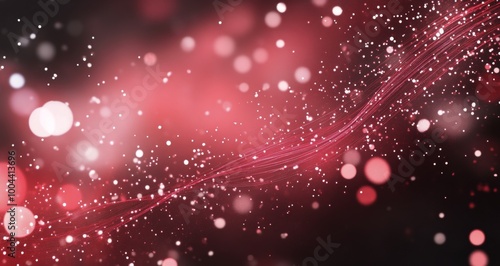 Abstract red and pink sparkles on a dark background create a vibrant atmosphere