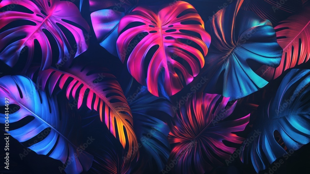 Neon Tropical Leaves Neon Tropical Leaves