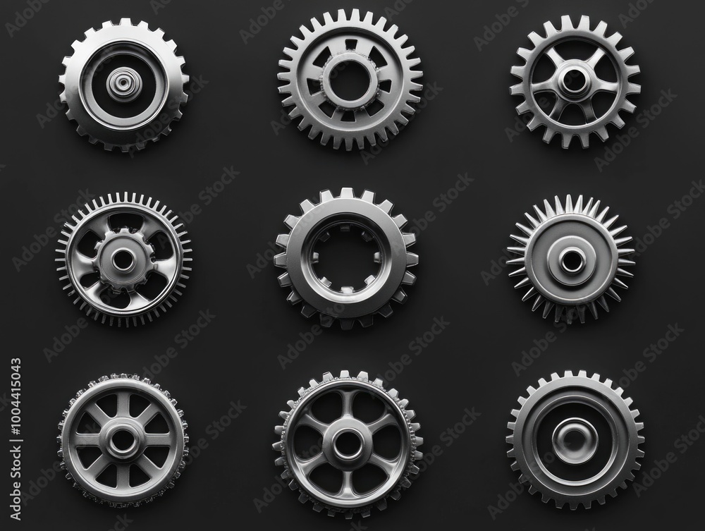 Metal Gears on Black Surface Metal Gears on Black Surface