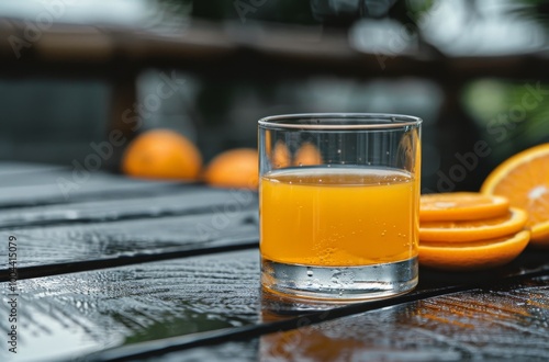 Orange Juice and Fruit on Table