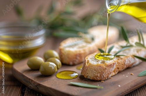 Olive Oil Drizzled on Crusty Bread