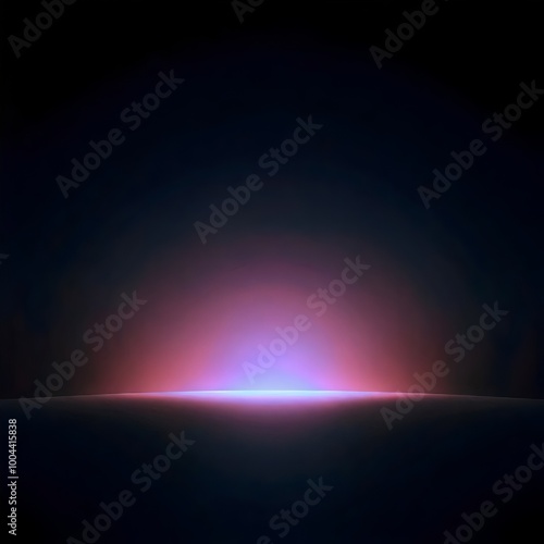 Pink gradient glow on a dark background with a horizon line.