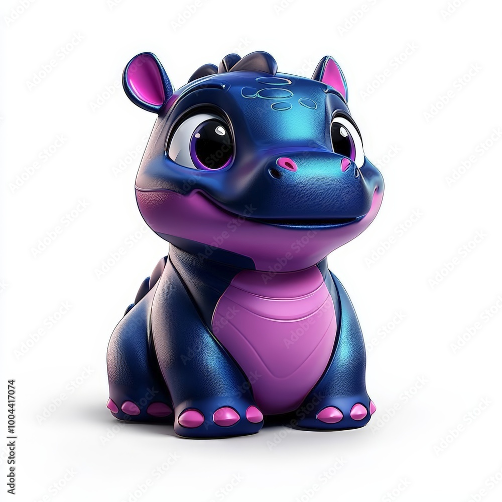 A baby pygmy hippo made from inflated balloons isolated on a white background