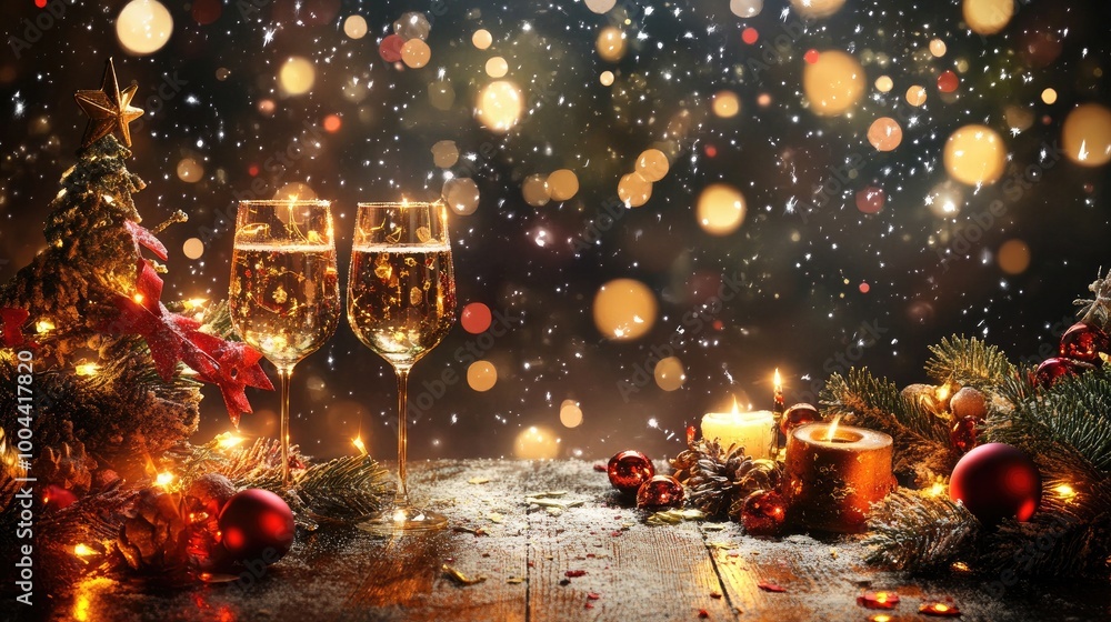 Obraz premium Happy New Year 2025 background with a blank canvas for custom messages, complemented by festive