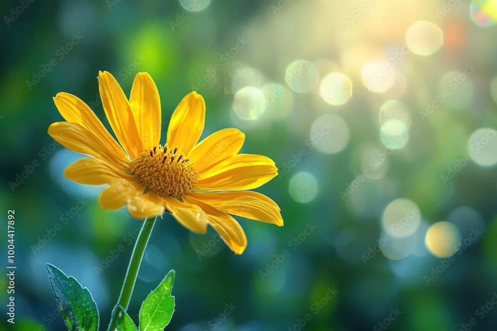 A yellow flower with a green background, generative ai image A yellow flower with a green background, generative ai image