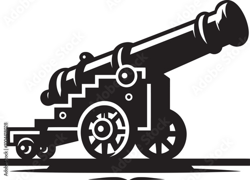Old War Cannon silhouette vector illustration isolated on a white background