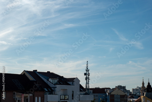 Panorama of Novi Sad, Vojvodina, Serbia on a sunny day cityscape with copy space