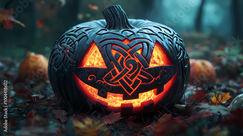 Halloween jack o'lantern with celtic knotwork. Celtic Knotwork. Illustration photo