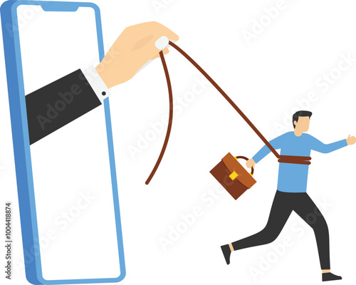 Internet addiction. Freedom from slavery. Flat vector illustration


