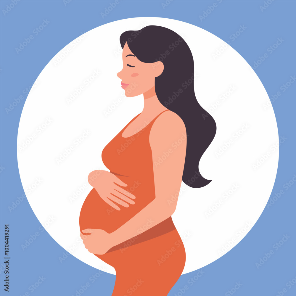 side view pregnant woman flat design side view pregnant woman flat design