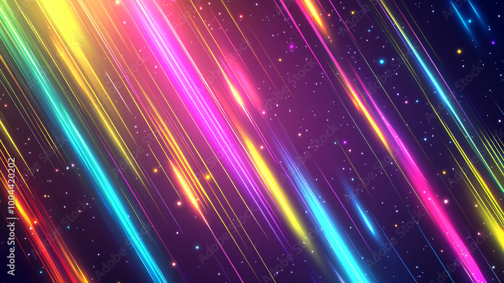 Abstract background with colorful rays of light and neon lines on a black background. Abstract background with colorful rays of light and neon lines on a black background.