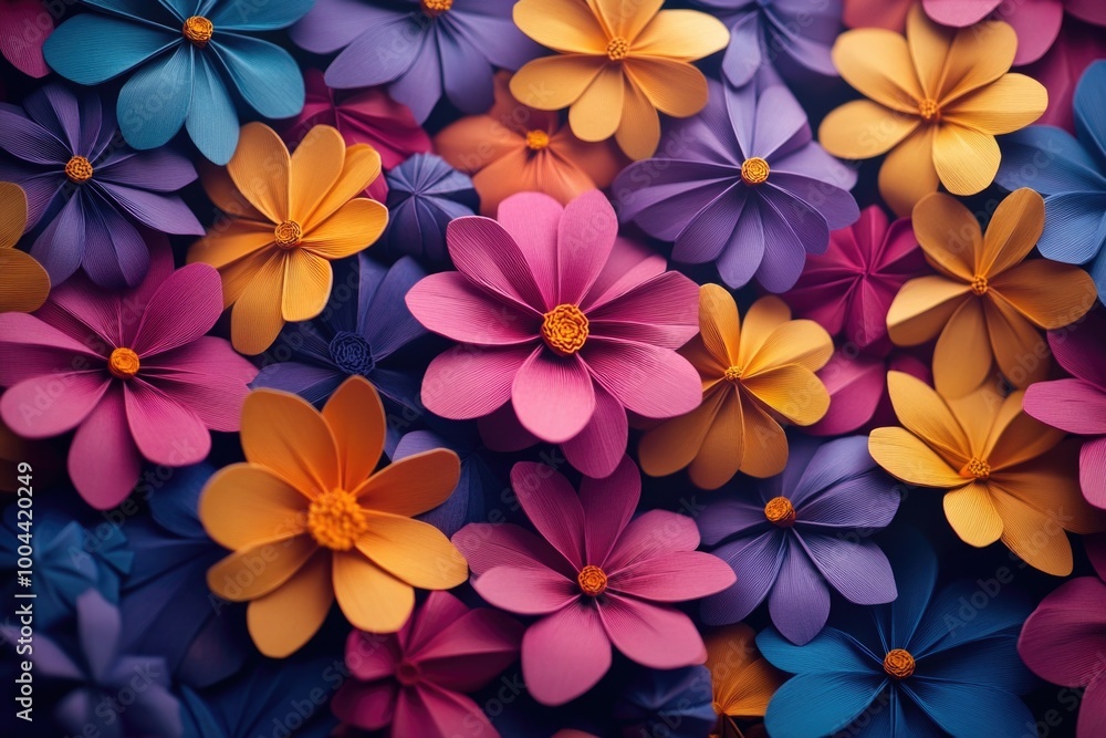 Obraz premium Paper Flower Bouquet Close Up