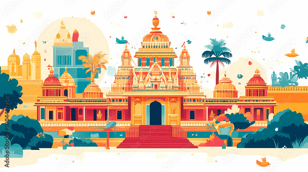 Illustration with text to commemorate rath yatra. Hindu Temple. Illustration Illustration with text to commemorate rath yatra. Hindu Temple. Illustration