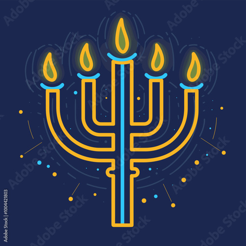 Hanukkah candelabrum icon. Vector illustration.