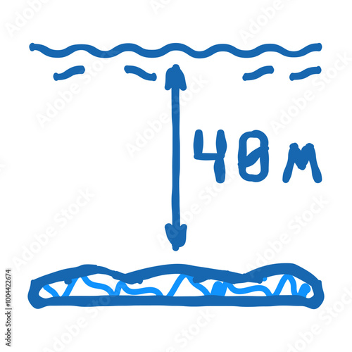maximum diving depth on course doodle icon sketch vector. maximum diving depth on course sign. isolated symbol illustration