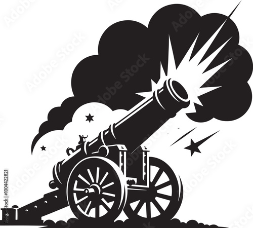Wallpaper Mural Old War Cannon silhouette vector illustration isolated on a white background Torontodigital.ca