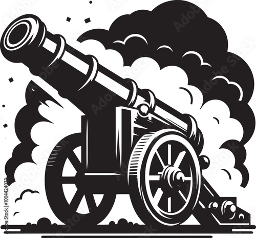 Wallpaper Mural Old War Cannon silhouette vector illustration isolated on a white background Torontodigital.ca