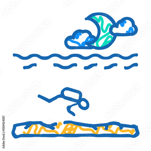 night diving course doodle icon sketch vector. night diving course sign. isolated symbol illustration